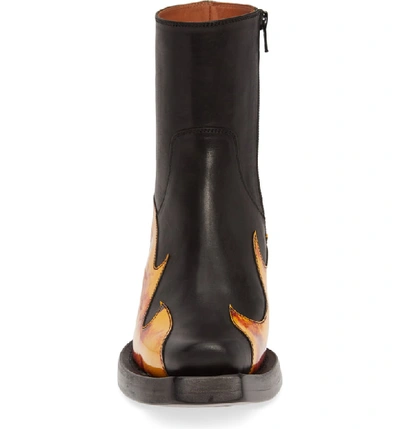 Shop Vetements Flame Cowboy Boot In Black