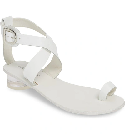 Shop Jeffrey Campbell Harlowe Toe Loop Sandal In White Patent Leather/ Clear