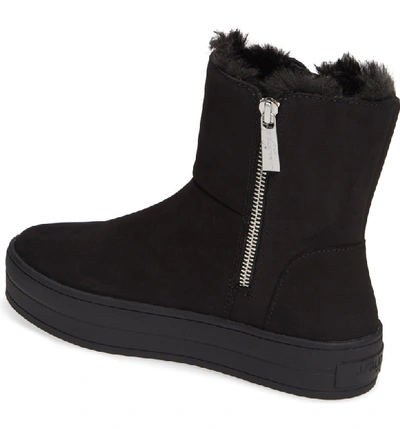 Shop Jslides Henley Faux Fur Lined Bootie In Black Nubuck