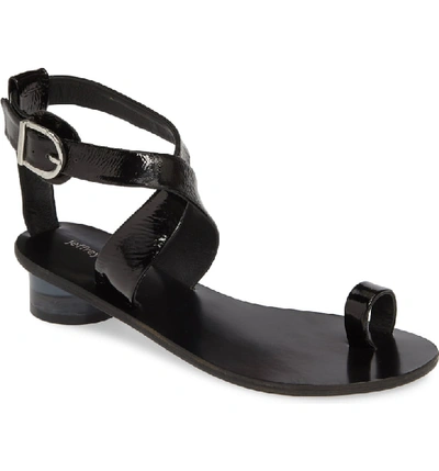 Shop Jeffrey Campbell Harlowe Toe Loop Sandal In Black Patent Leather/ Clear