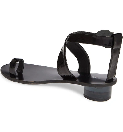 Shop Jeffrey Campbell Harlowe Toe Loop Sandal In Black Patent Leather/ Clear