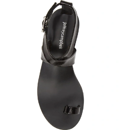 Shop Jeffrey Campbell Harlowe Toe Loop Sandal In Black Patent Leather/ Clear