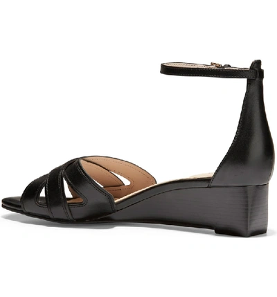 Shop Cole Haan Grand Wedge Sandal In Black Leather