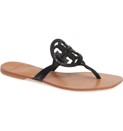 Shop Tory Burch Miller Square Toe Thong Sandal In Perfect Black