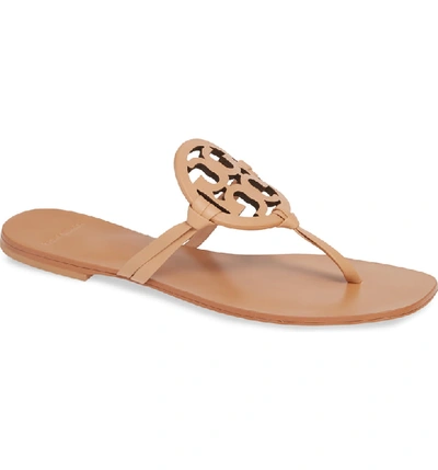 Shop Tory Burch Miller Square Toe Thong Sandal In Natural Vachetta