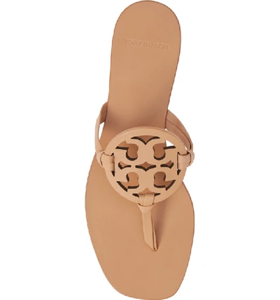 Shop Tory Burch Miller Square Toe Thong Sandal In Natural Vachetta