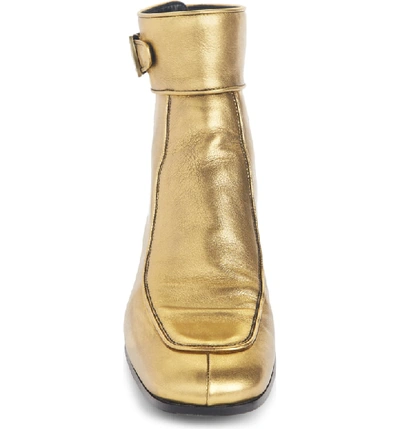 Shop Saint Laurent Miles Buckle Cuff Boot In Gold Leather