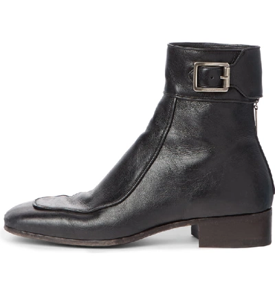 Shop Saint Laurent Miles Buckle Cuff Boot In Black Leather