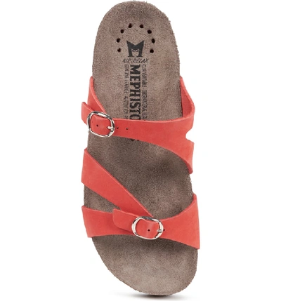 Shop Mephisto 'hannel' Sandal In Coral Nubuck Leather