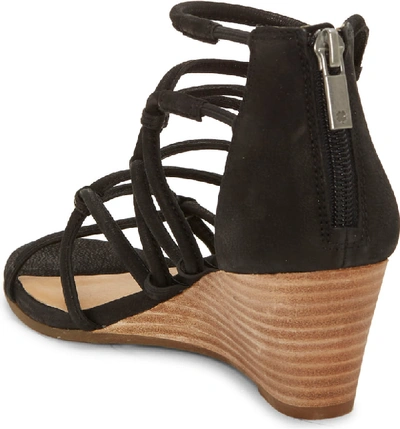 Shop Lucky Brand Jilses Wedge Sandal In Black Leather