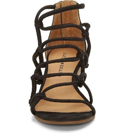 Shop Lucky Brand Jilses Wedge Sandal In Black Leather