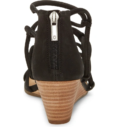 Shop Lucky Brand Jilses Wedge Sandal In Black Leather