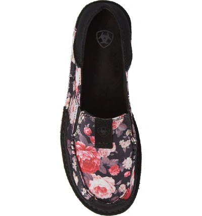 Shop Ariat Cruiser Slip-on Loafer In Black Satin Floral Leather