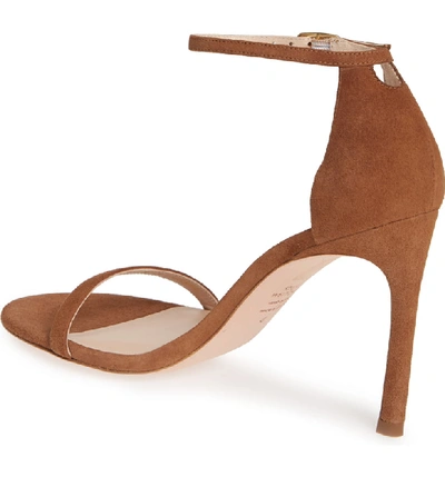 Shop Stuart Weitzman Nudistsong Ankle Strap Sandal In Basket Brown Suede