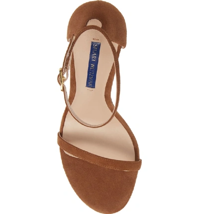 Shop Stuart Weitzman Nudistsong Ankle Strap Sandal In Basket Brown Suede