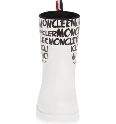 Shop Moncler Ginette Stivale Logo Waterproof Rain Boot In White/ Black