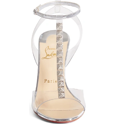 Shop Christian Louboutin Jamais Assez Clear T-strap Sandal In Silver