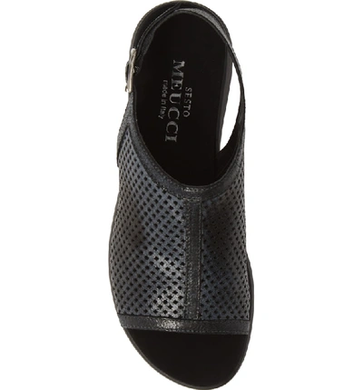 Shop Sesto Meucci Tormey Perforated Slingback Sandal In Black Metallic Leather