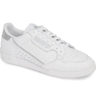 Shop Adidas Originals Continental 80 Sneaker In White/ White/ Silver Metallic