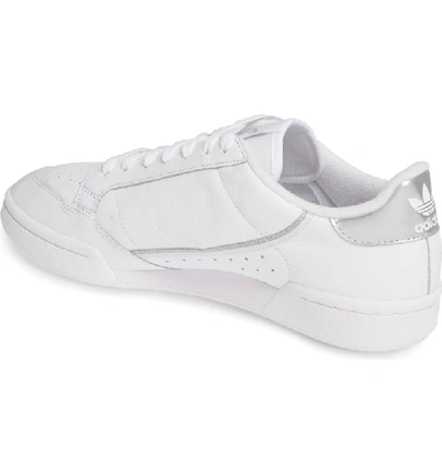 Shop Adidas Originals Continental 80 Sneaker In White/ White/ Silver Metallic