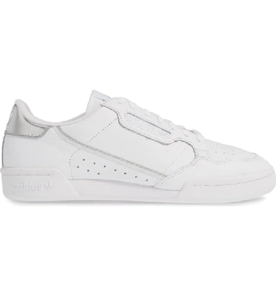 Shop Adidas Originals Continental 80 Sneaker In White/ White/ Silver Metallic