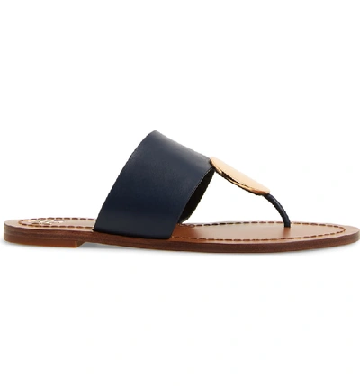 Tory Burch Patos Disk Sandals In Ink Navy/ Gold | ModeSens