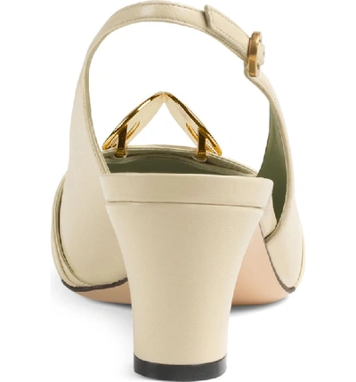 Shop Gucci Usagi Square Toe Slingback Pump In Vintage White