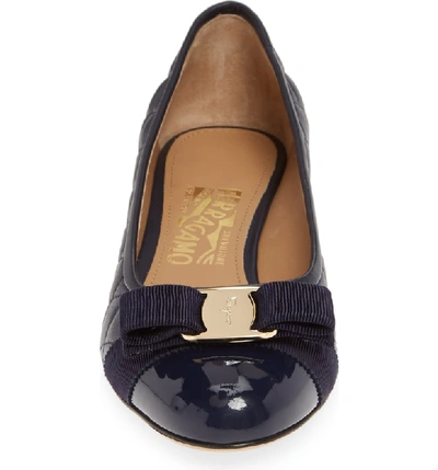 Shop Ferragamo Vara Bow Pump In Blue