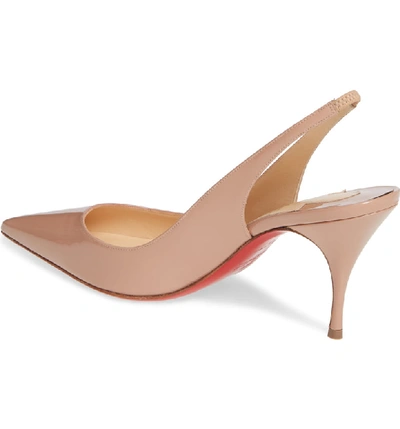 Shop Christian Louboutin Clare Pointed Toe Slingback Pump In Nude Patent