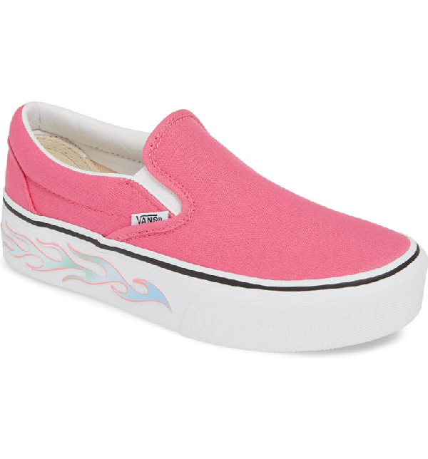 pink vans with flames