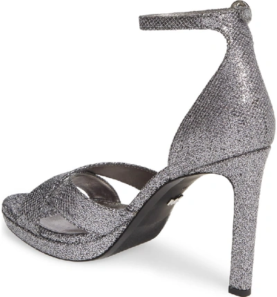 Shop Michael Michael Kors Alexia Halo Strap Sandal In Silver/ Gunmetal Glitter Mesh