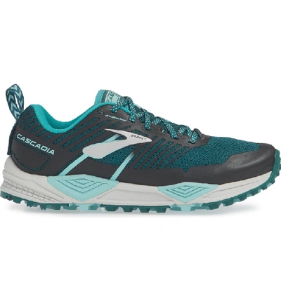 Shop Brooks Cascadia 13 Trail Running Shoe In Teal/ Aqua/ Grey