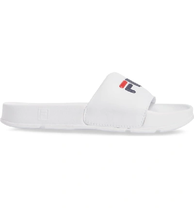 Shop Fila Slide Sandal In White/ Navy/ Red