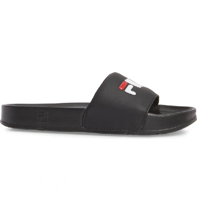 Shop Fila Slide Sandal In Black/ Red/ White