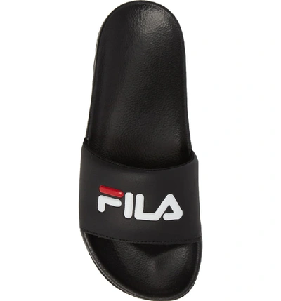 Shop Fila Slide Sandal In Black/ Red/ White