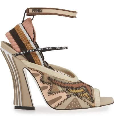 Shop Fendi Ffreedom Peep Toe Sandal In Beige