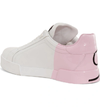 Shop Dolce & Gabbana Script Logo Sneaker In Pink/ White