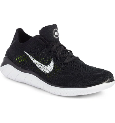 Shop Nike Free Rn Flyknit 2018 Running Shoe In Black/ Black/ White