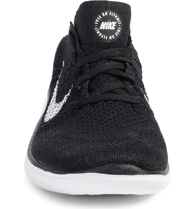 Shop Nike Free Rn Flyknit 2018 Running Shoe In Black/ Black/ White