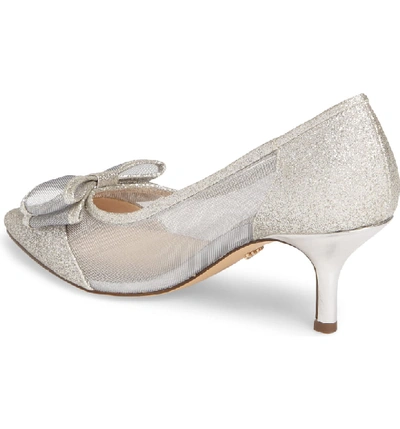 Shop Nina Bianca Pointy Toe Pump In Soft Silver Glitter Fabric