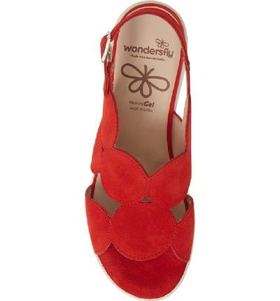 Shop Wonders Platform Sandal In Ante Rojo Suede
