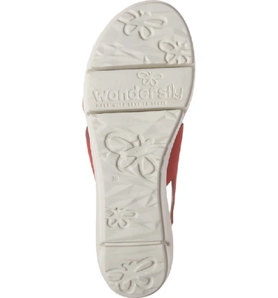 Shop Wonders Platform Sandal In Ante Rojo Suede