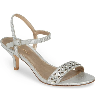 Shop Pelle Moda Ilsa Crystal Embellished Sandal In Silver Suede