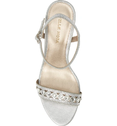 Shop Pelle Moda Ilsa Crystal Embellished Sandal In Silver Suede