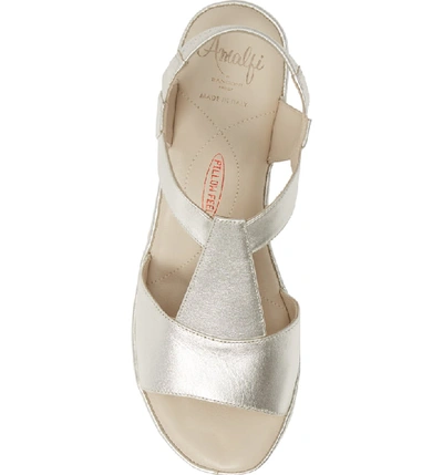 Shop Amalfi By Rangoni Bastia Wedge T-strap Sandal In Champagne Leather