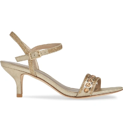Shop Pelle Moda Ilsa Crystal Embellished Sandal In Platinum Gold Suede