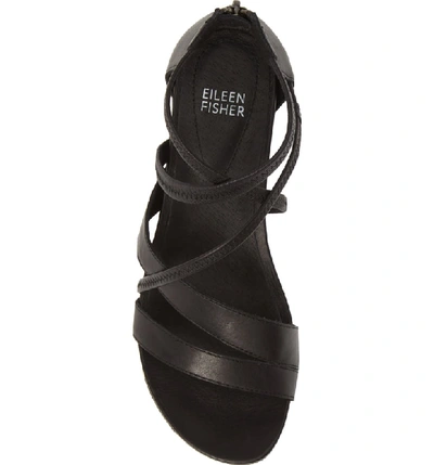 Shop Eileen Fisher Skip Strappy Platform Sandal In Black Leather