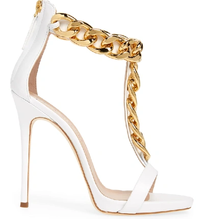 Shop Giuseppe Zanotti Rita Ora Curb Chain T-strap Sandal In White