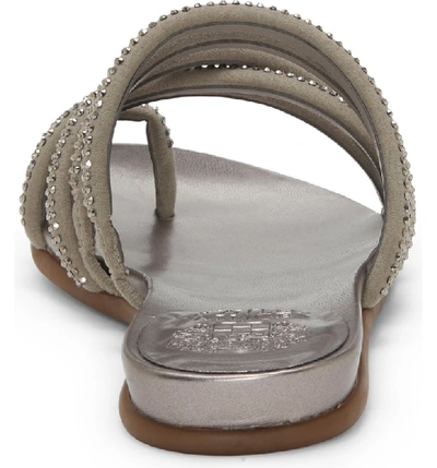 Shop Vince Camuto Ezzina Crystal Embellished Slide Sandal In Storm Grey Suede