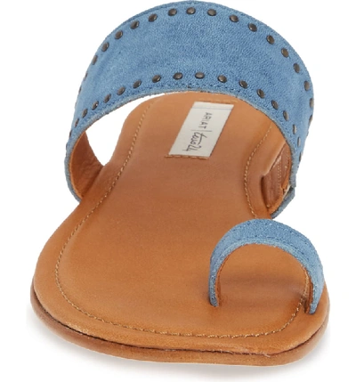 Shop Ariat By  Studded Toe Loop Slide Sandal In Denim Leather